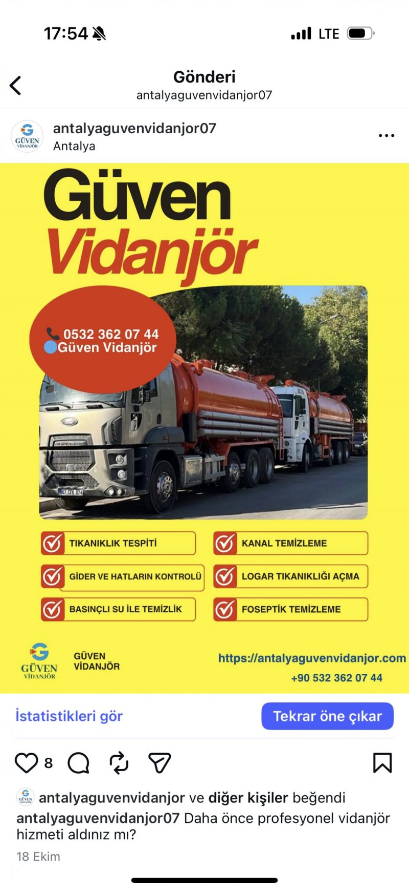 Muratpaşa Vidanjör Hizmetlerinde Güven Vidanjör Farkı